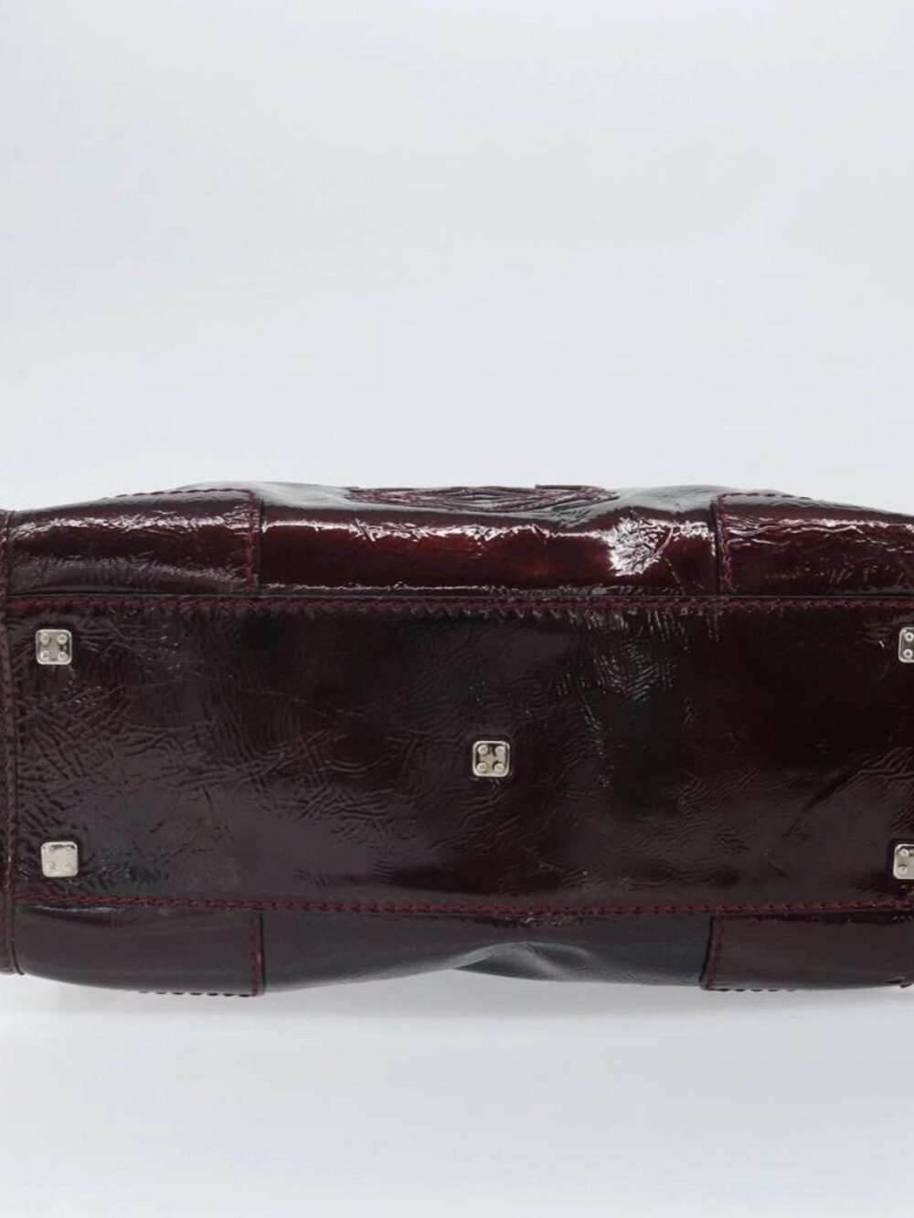 LOEWE Anagram Amazonas Hand Bag Patent leather Silver Purple Auth bs33035 - Picture 7 of 16